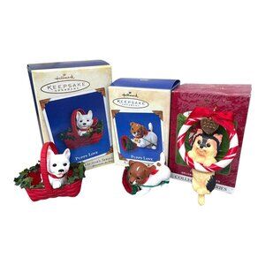 Hallmark Keepsake Puppy Love Christmas Ornament Collectors Series Canine Lot 3